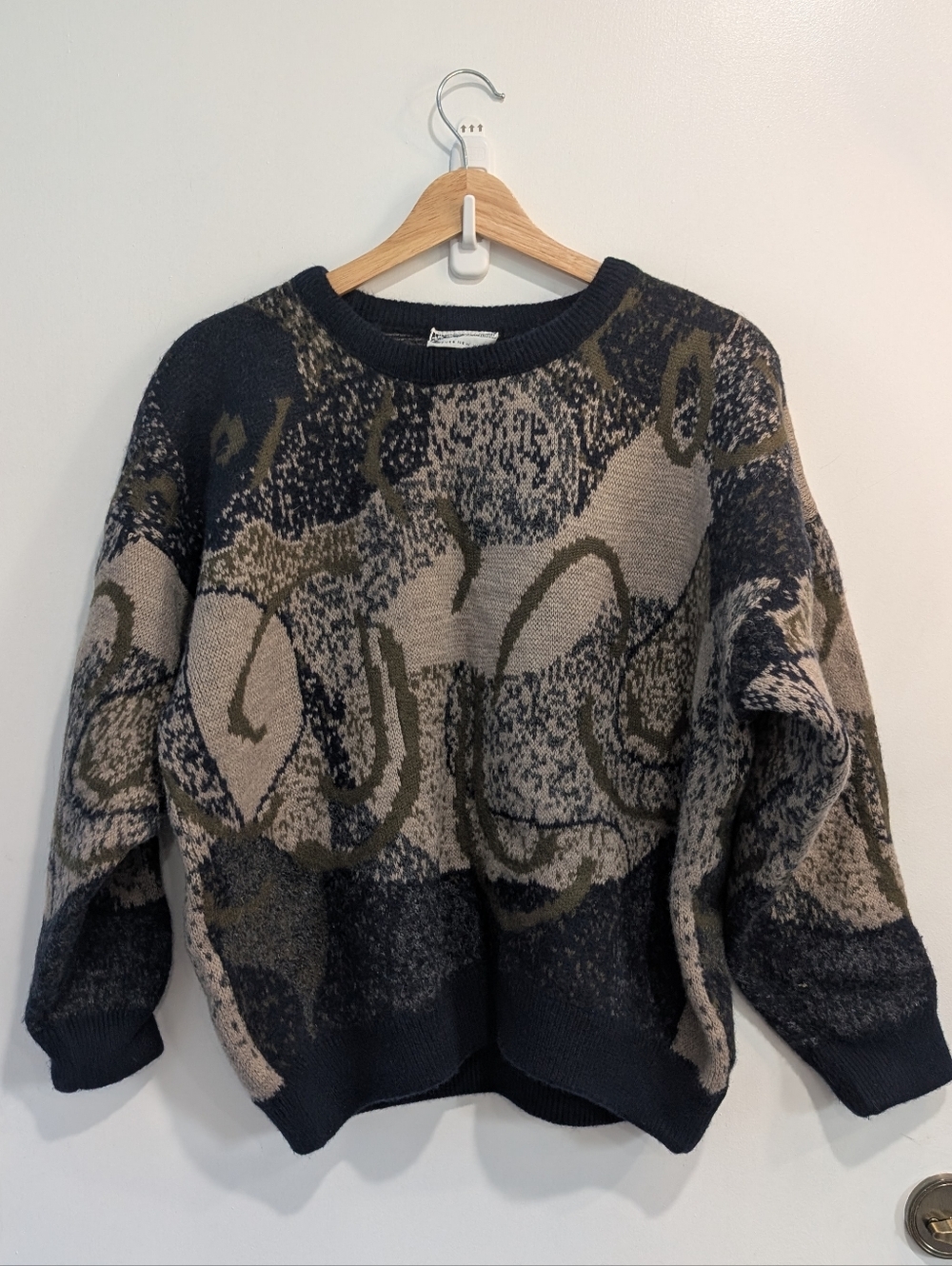 Vintage Far Horizons Australia Wool Sweater Men's Large Black/Beige/Khaki